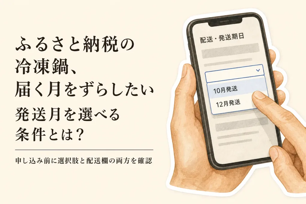 冷凍の鍋返礼品、発送月をずらすには？「選べる」と「順次発送」の見分け方