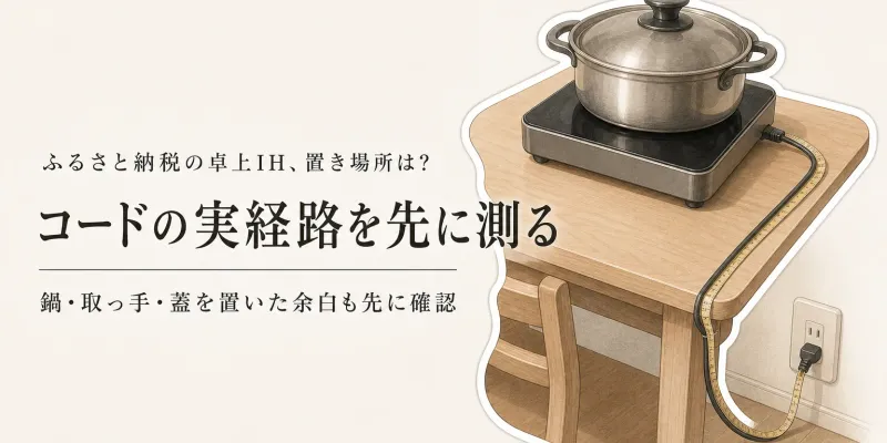 寒くなる前のふるさと納税卓上IH｜食卓の置き場所と電源コードの通し方を確認