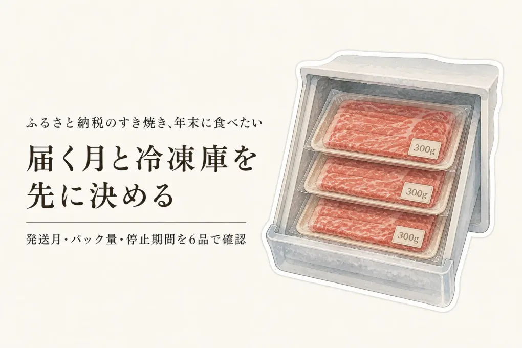 ふるさと納税のすき焼き肉、年末年始に間に合う？発送月と冷凍庫の量を6品で確認